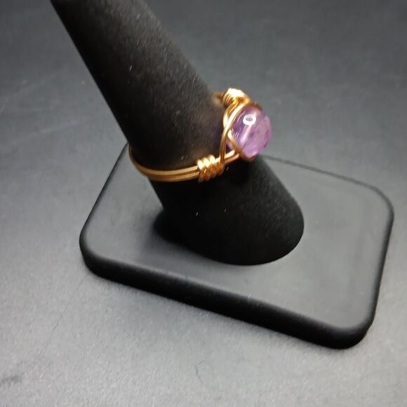 New Wishangol Amethyst Crystal Gemstone Copper Wire Wrapped Ring Size 9 - Picture 3 of 4